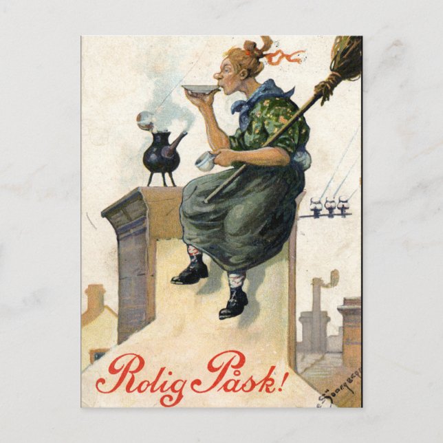 Vintage Swedish Easter painting card (Front)