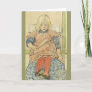 Vintage Swedish Girl on Plaid Chair Card