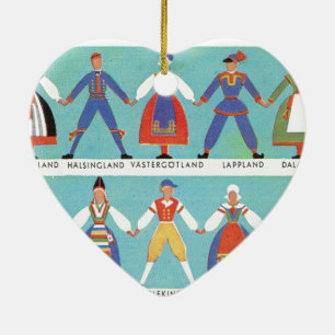 Vintage Swedish regional costumes Ceramic Ornament