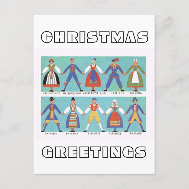 Vintage Swedish regional costumes Holiday Postcard (Front)
