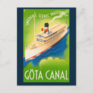 Vintage Swedish Ship Travel Postcard