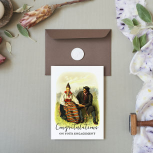 Vintage Swedish Traditional Dalecarlia Engagement Card