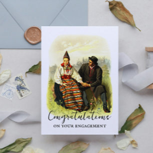 Vintage Swedish Traditional Dalecarlia Engagement Card