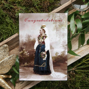 Vintage Swedish Traditional Dalecarlia Wedding Note Card