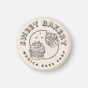 Vintage Sweet Bakery Logo Magnet