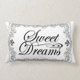 vintage sweet dreams retro black and white pillow