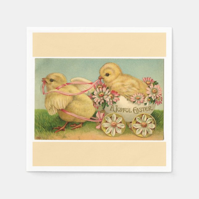 Vintage Sweet Fluffy Chicks Easter Napkin (Front)