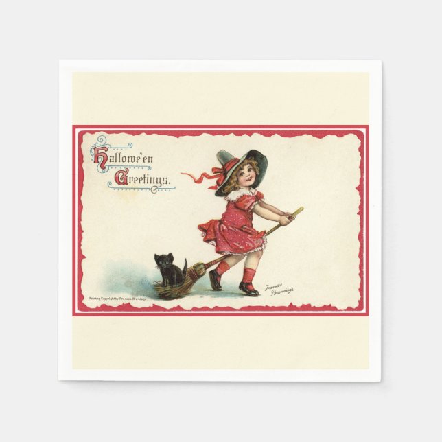 Vintage Sweet Halloween Witch Napkin (Front)