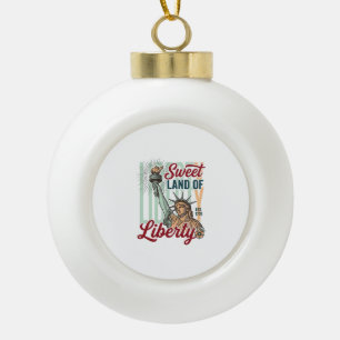 Vintage Sweet Land of Liberty Patriotic Shirt Desi Ceramic Ball Christmas Ornament