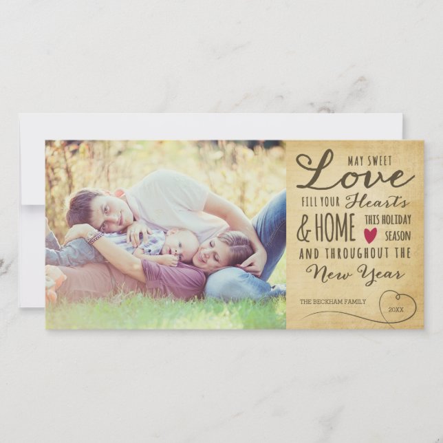 Vintage Sweet Love Holiday Photo Card (Front)