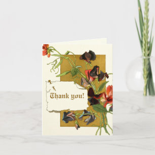 Vintage sweet pea flowers wedding Thank You Card