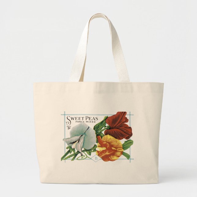Vintage Sweet Peas Seed Packet Tote Bag (Front)