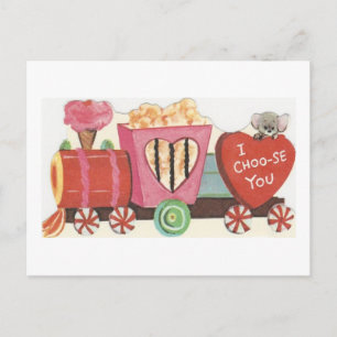 Vintage Sweets Train Valentine Holiday Postcard
