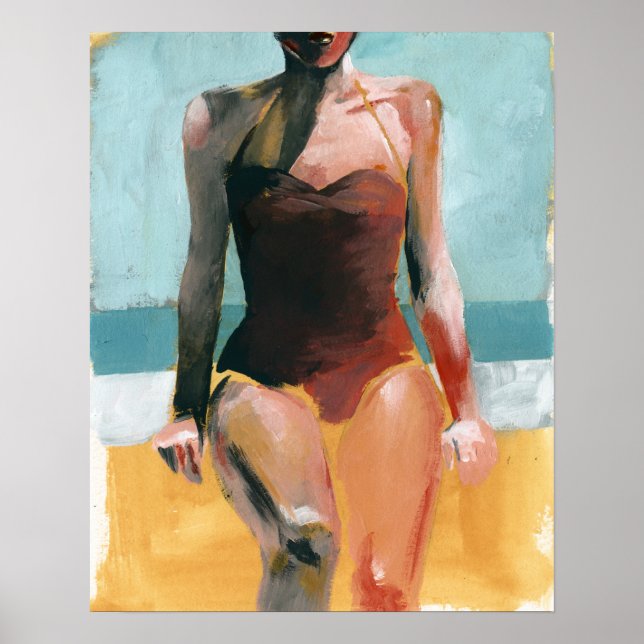 Vintage Swim - Red Swimsuit Poster (Front)