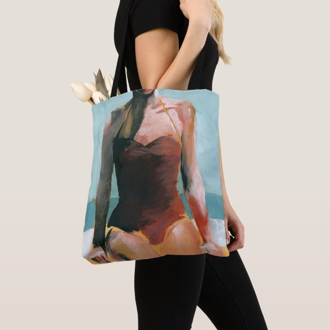 Vintage Swim - Red Swimsuit Tote Bag (Close Up)