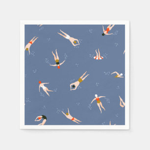 Vintage Swimmers Pattern Napkin
