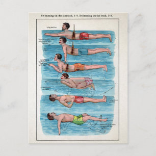 Vintage Swimming Guide Postcard