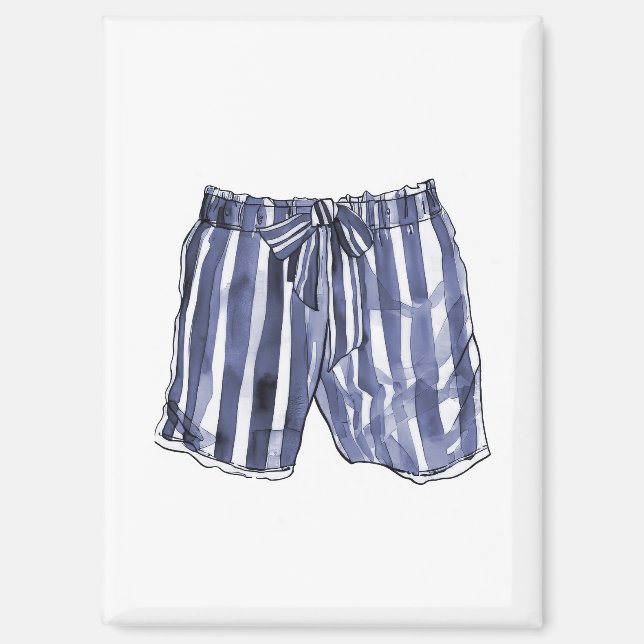 Vintage Swimsuit Navy Striped Swim Trunks Magnet (Front)
