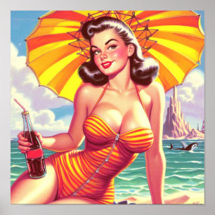 Vintage Swimsuit Pin-up Poster