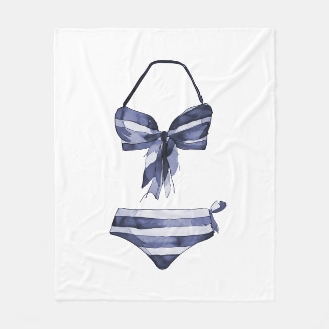Vintage Swimsuit Striped Bikini Blanket (Front)