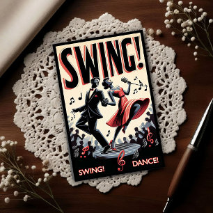 Vintage Swing Dance Night Postcard