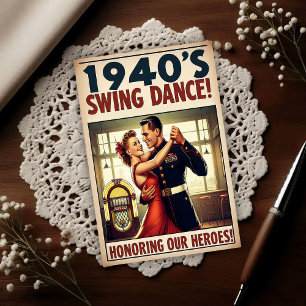 Vintage Swing Dance Salute to Military Service  Postcard