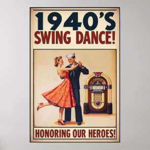 Vintage Swing Dance Salute to Service Poster