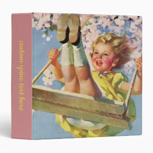 Vintage Swing, Girl Swinging in a Tree Childs Play Binder