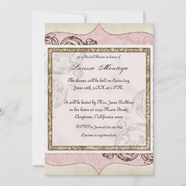 Vintage Swirl Etchings - Bridal Shower Invitation (Front)