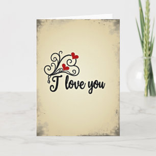 Vintage Swirl Hearts I Love You Card