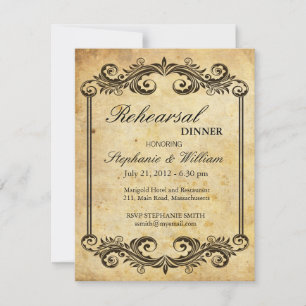 Vintage Swirl Rehearsal Dinner Invitation