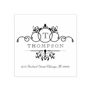 Vintage Swirls Monogram Rubber Stamp