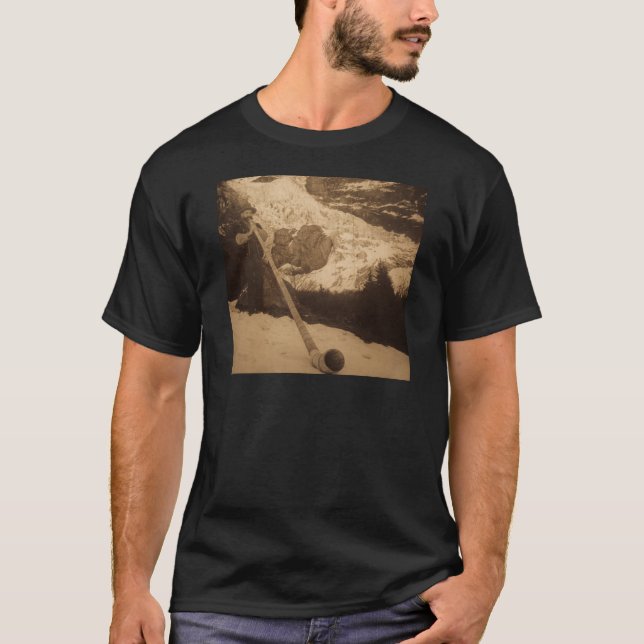 Vintage Swiss Alphorn Blower T-Shirt (Front)