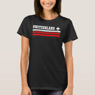 Vintage Swiss Fan Cross Flag Switzerland Pride T-Shirt
