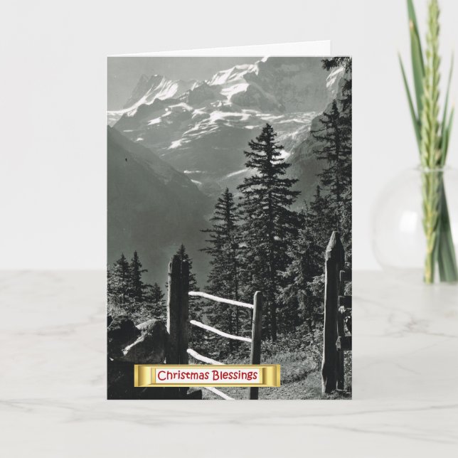 Vintage Swiss Jungfrau, Christmas blessings Holiday Card (Front)