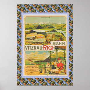 Vintage Swiss Poster Vitznau Rigi Railway