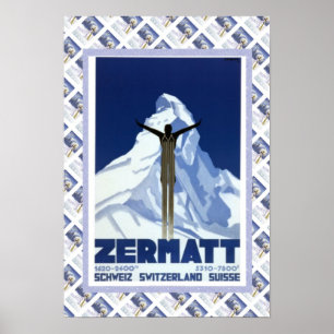 Vintage Swiss Poster Zermatt