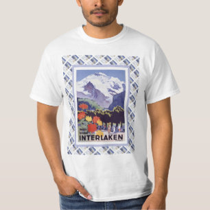 Vintage Swiss Railway Poster Interlaken T-Shirt