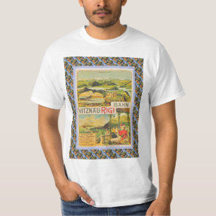 Vintage Swiss Railway Poster Vitznau Rigi Bahn T-Shirt