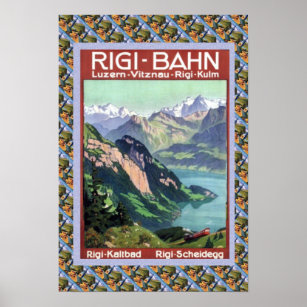 Vintage Swiss Railway Rigi Railway Poster