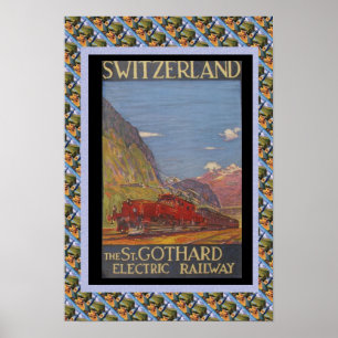 Vintage Swiss Railway Switzerland electric railway Poster