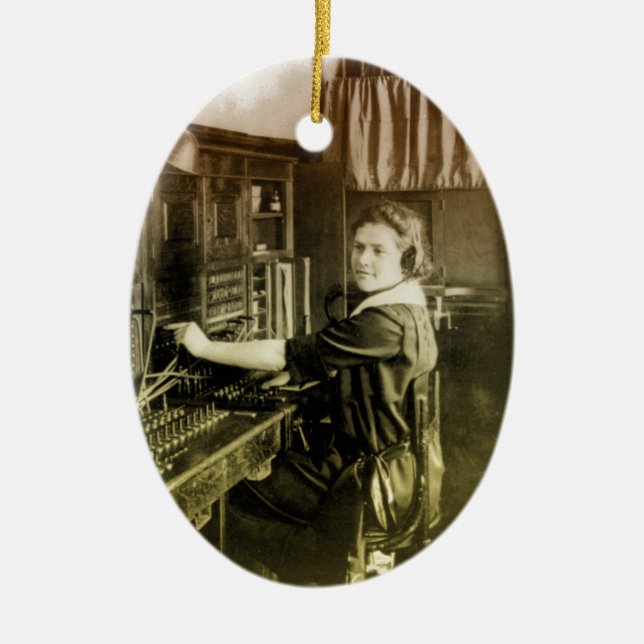 Vintage Switchboard Ceramic Ornament (Front)