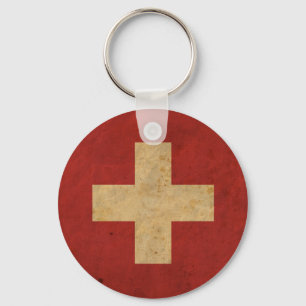Vintage Switzerland Flag Keychain
