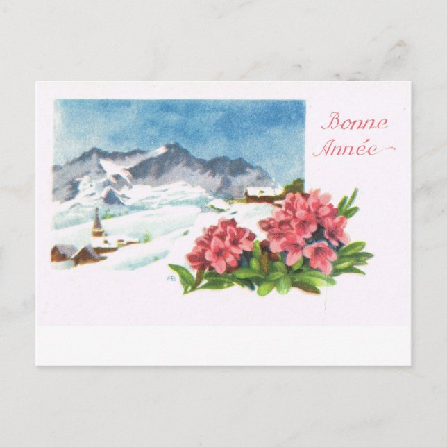 Vintage Switzerland   Jungfrau, Bonne Année Postcard (Front)