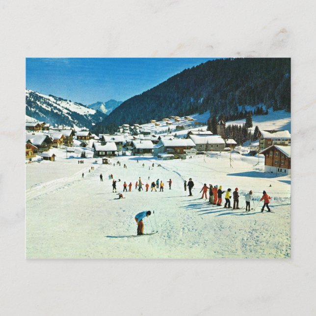 Vintage Switzerland  Morgins, Ecole de Ski Postcard (Front)