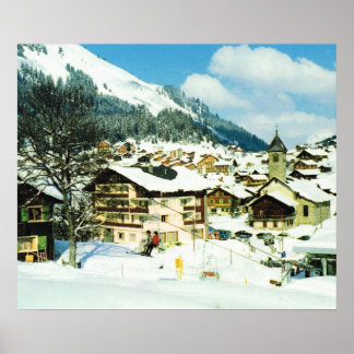 Vintage Switzerland, Morgins ski resort Poster