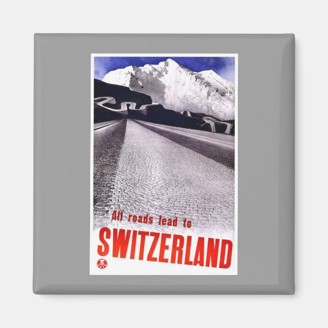 Vintage Switzerland Roads Magnet (Front)
