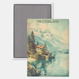 Vintage Switzerland Swiss Alps Mountain view Magnet