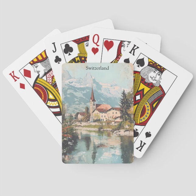 Vintage Switzerland Swiss Alps Scenery  Playing Cards (Back)