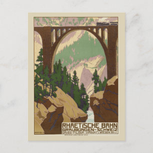 Vintage Switzerland Swiss Alps Train Travel Postcard